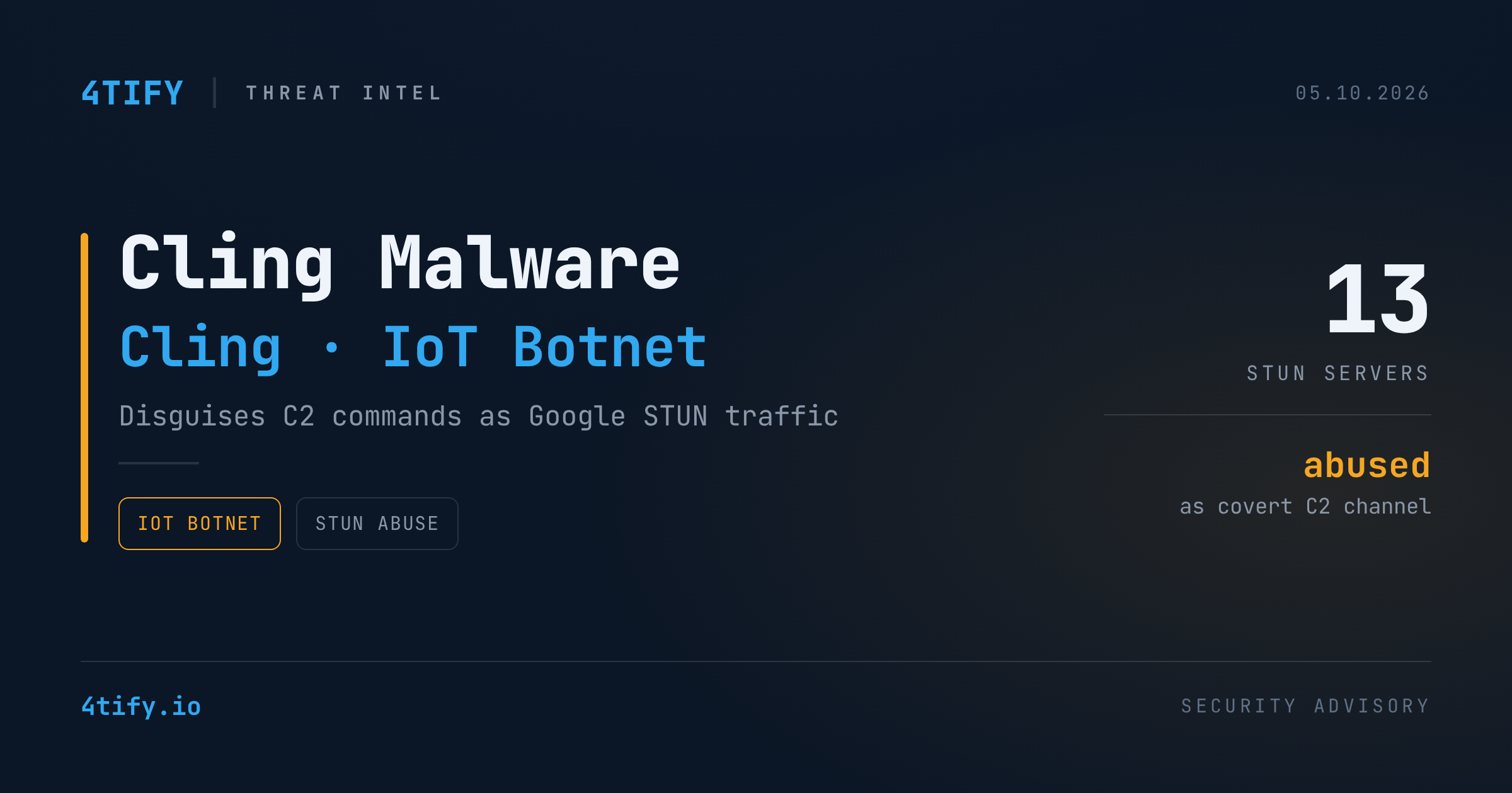 Cling Malware Disguises Its Commands as Google STUN Traffic to Hijack IoT Devices