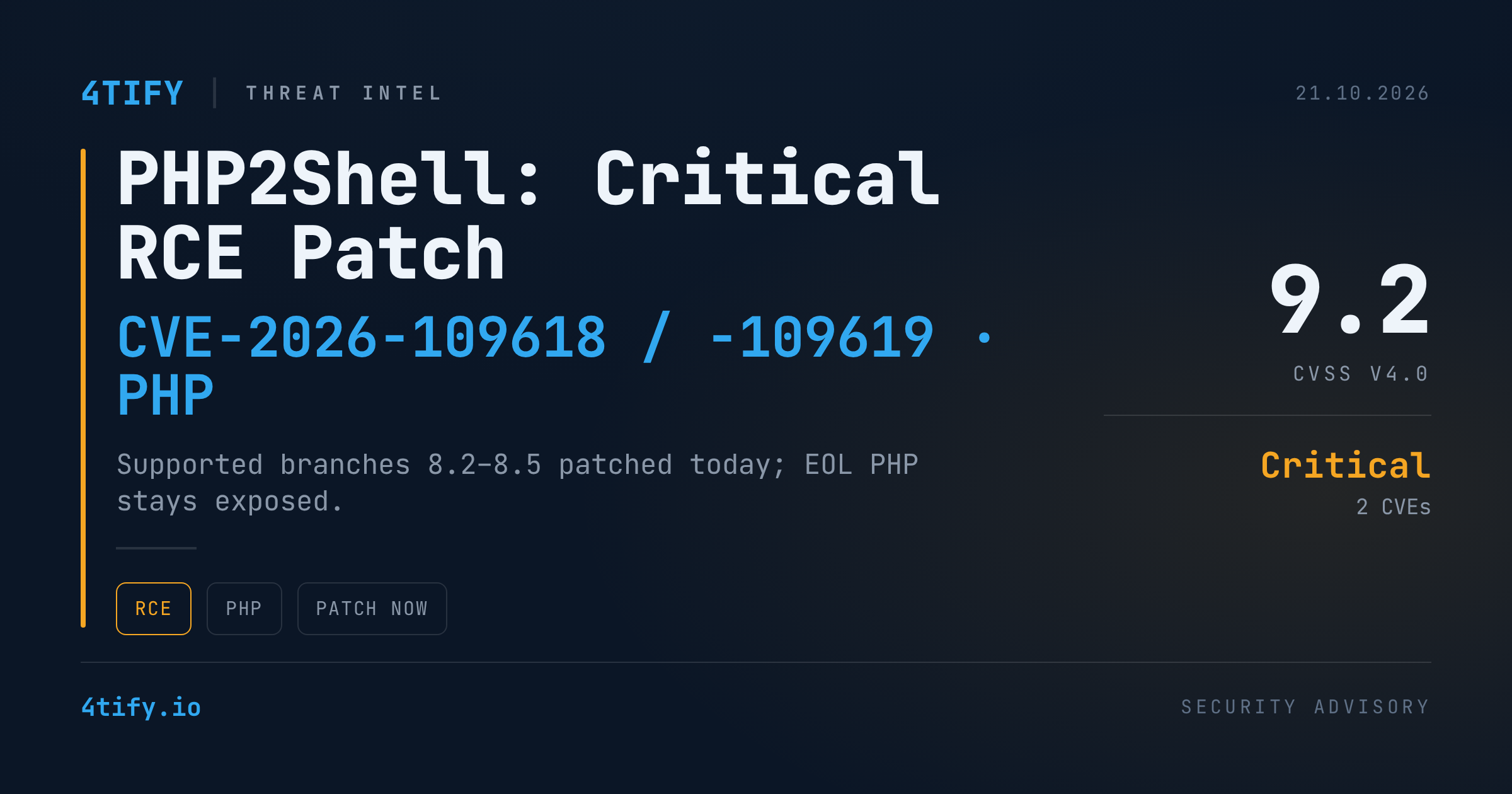 PHP2Shell: Two Critical PHP RCE Flaws Get an Emergency Patch Today