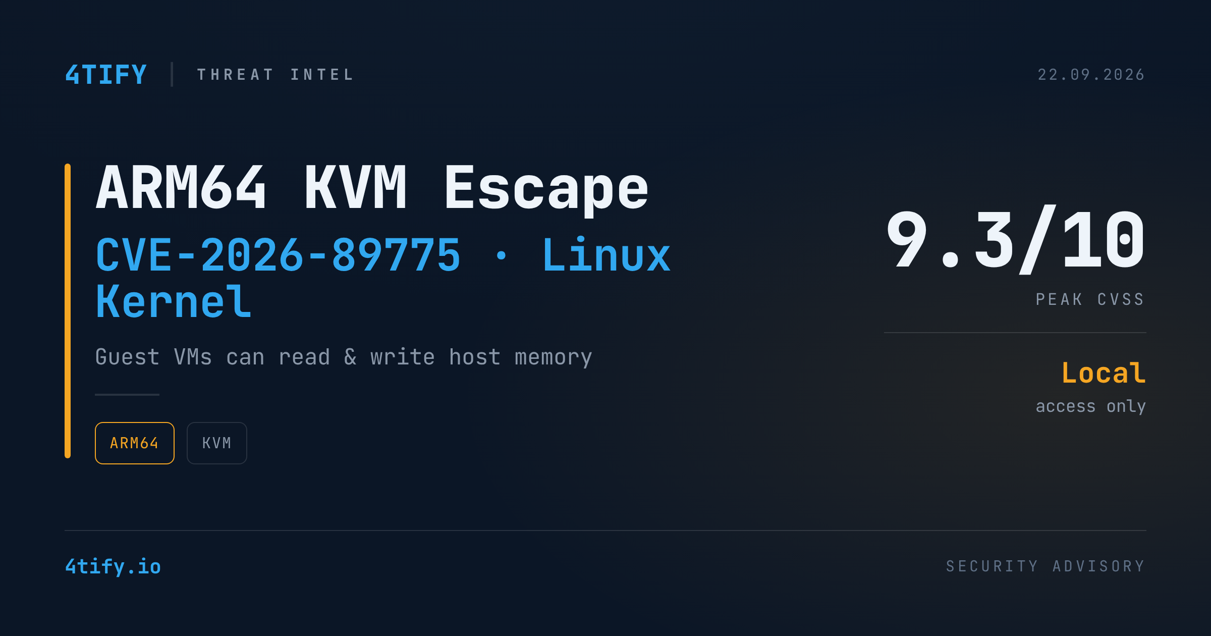 ARM64 KVM Flaw Lets Virtual Machines Read and Write Host Memory