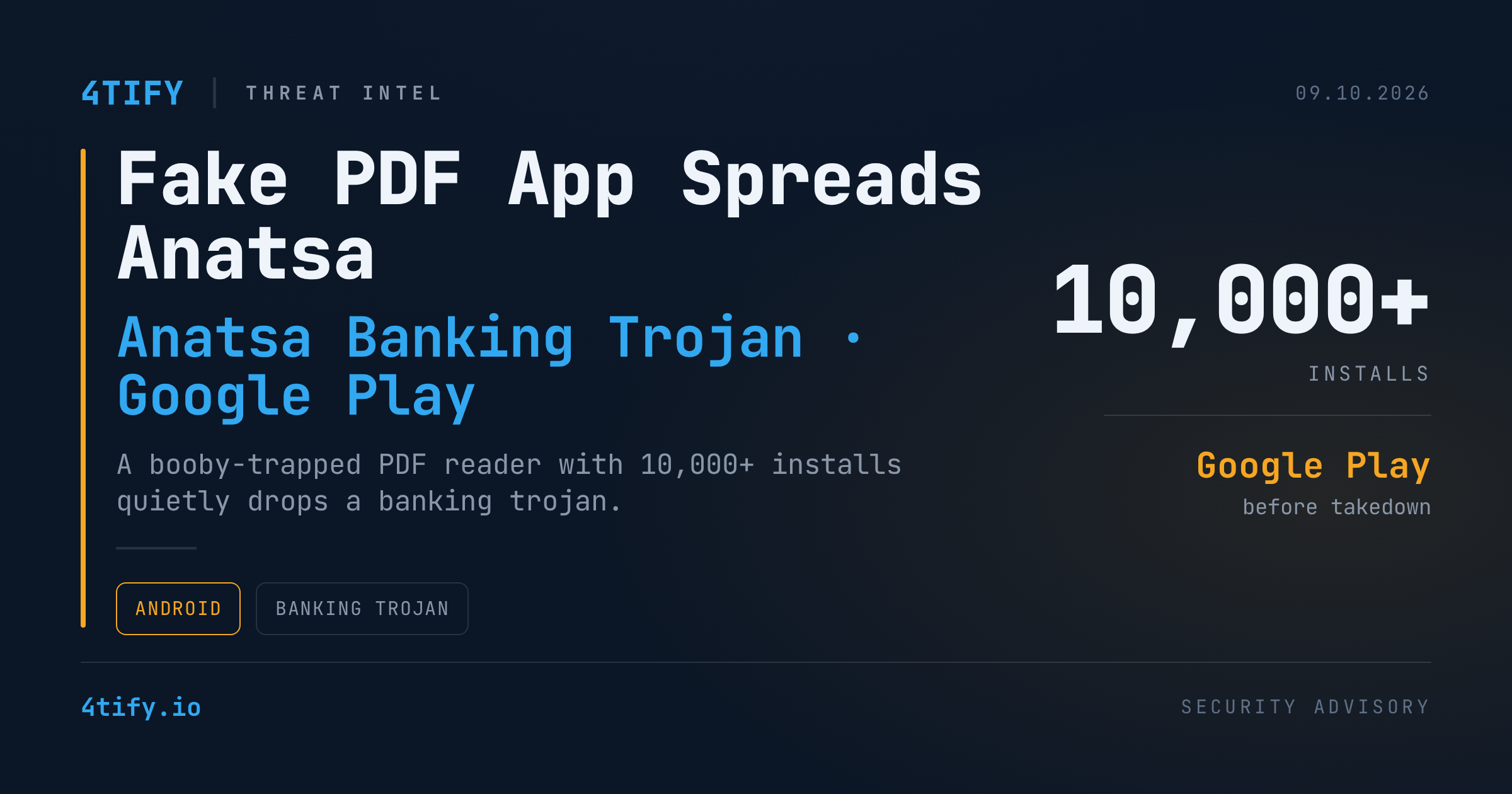 Fake PDF Reader on Google Play Delivers Anatsa Banking Trojan