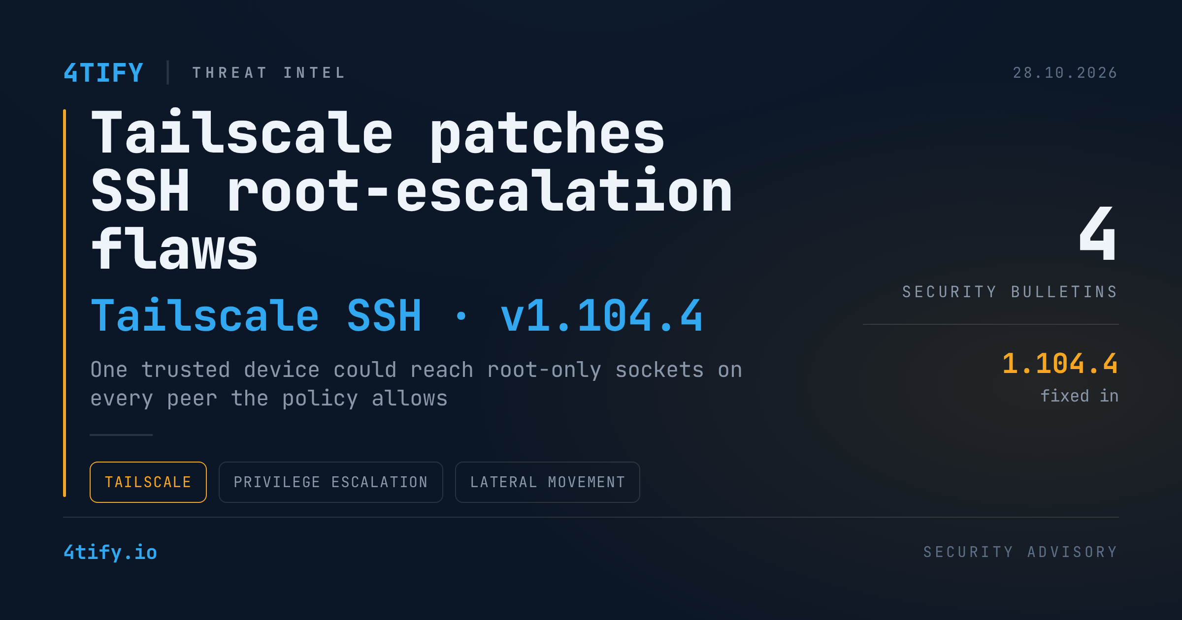 Tailscale remediază breșe SSH prin care un dispozitiv compromis devine root pe celelalte servere