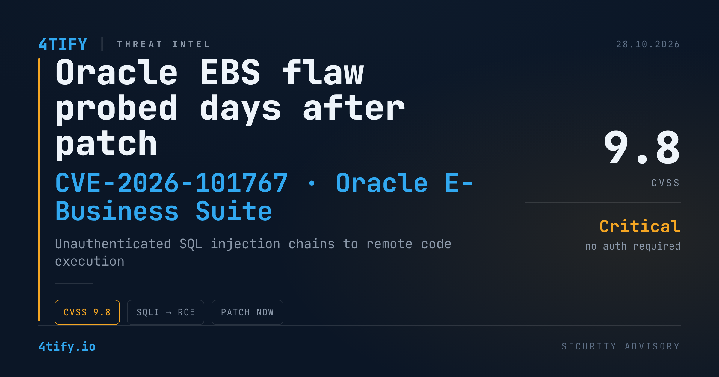 Attackers Probe Critical Oracle E-Business Suite Flaw Days After It Was Patched