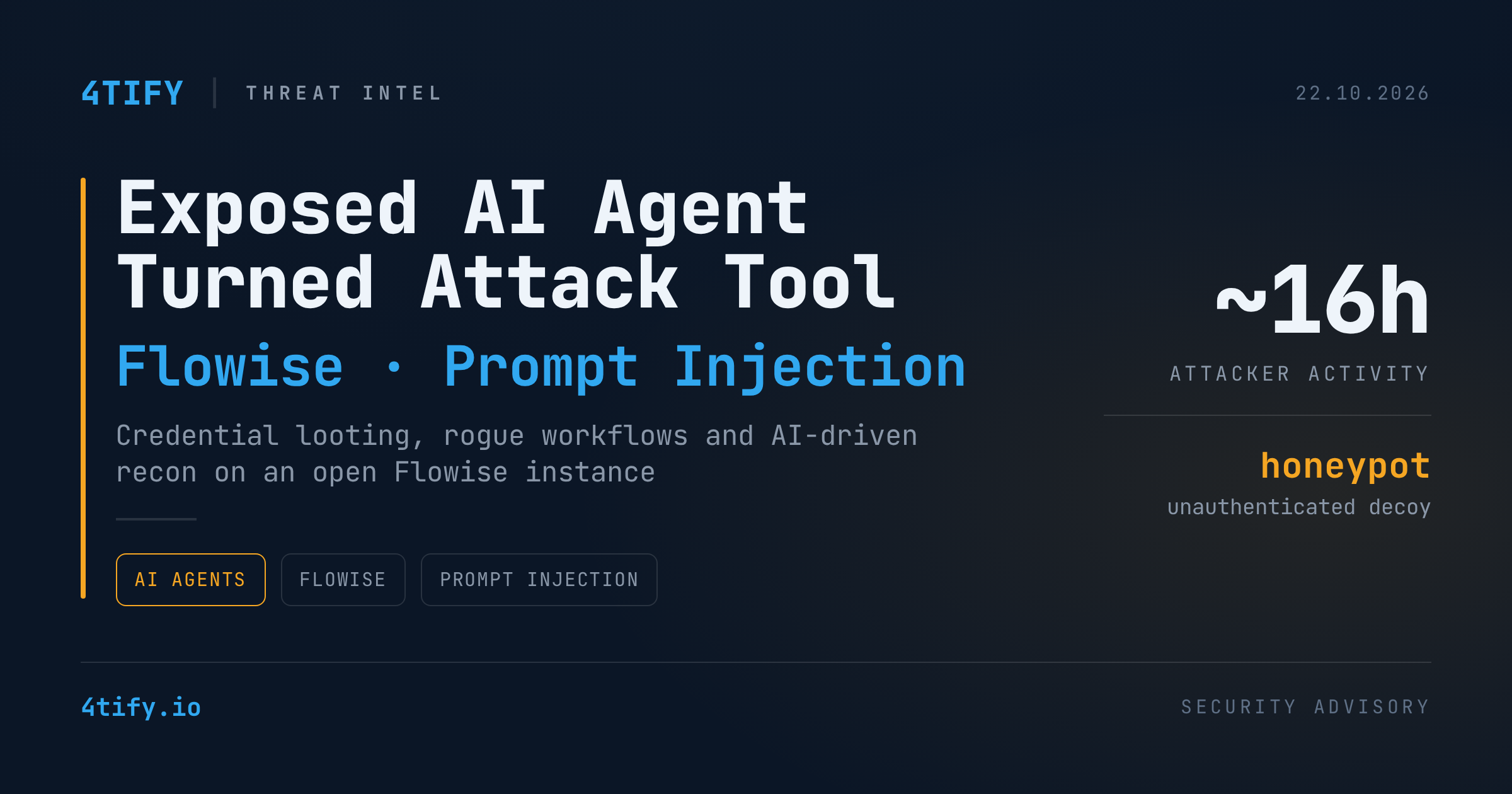 Attacker Tries to Weaponize an Exposed Flowise AI Agent Against Other Servers