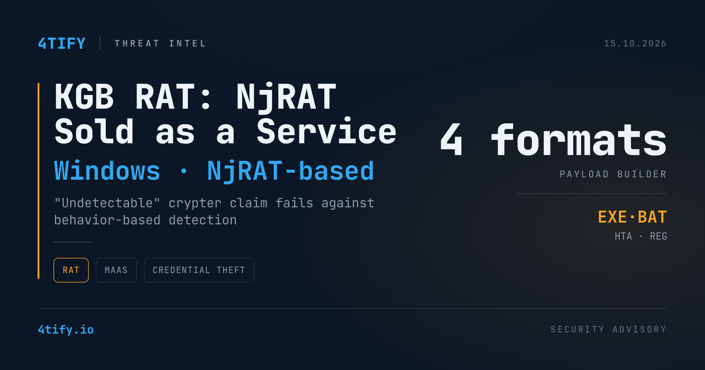 KGB RAT: NjRAT-Based Malware-as-a-Service Promises to Beat Windows Defender