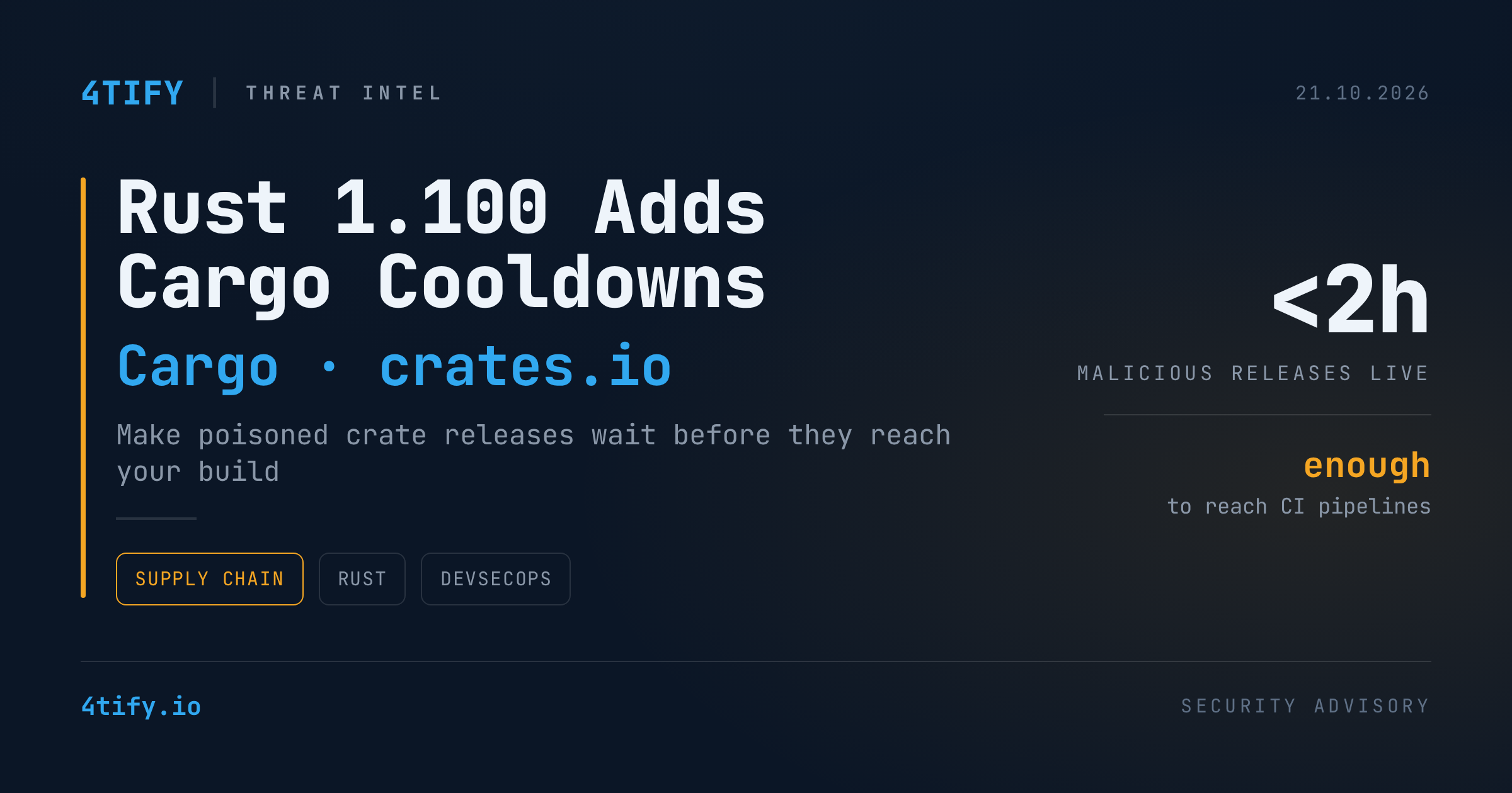 Rust 1.100 Adds Cargo Cooldowns to Blunt Malicious Crate Attacks