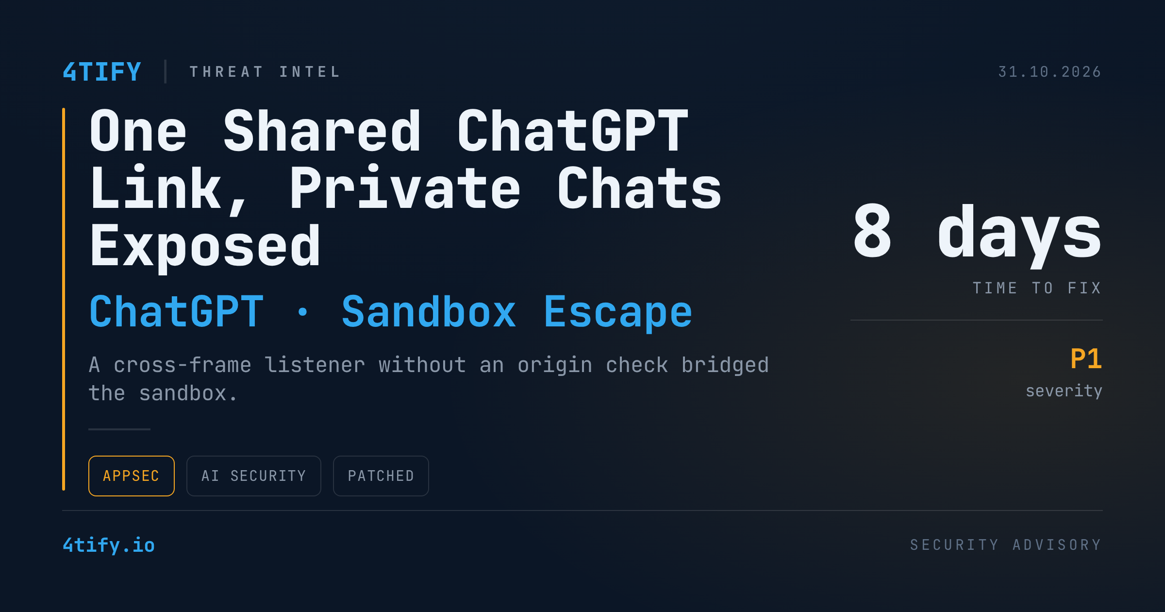 A Shared ChatGPT Link Could Run Attacker Code and Read Private Chats
