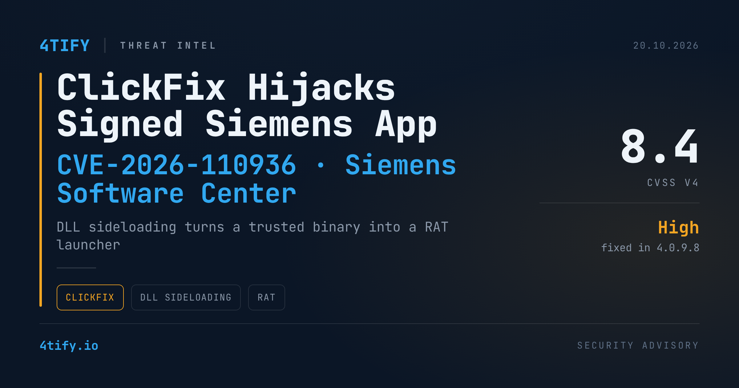 Atacatorii ClickFix exploatează o vulnerabilitate Siemens Software Center pentru a instala un RAT