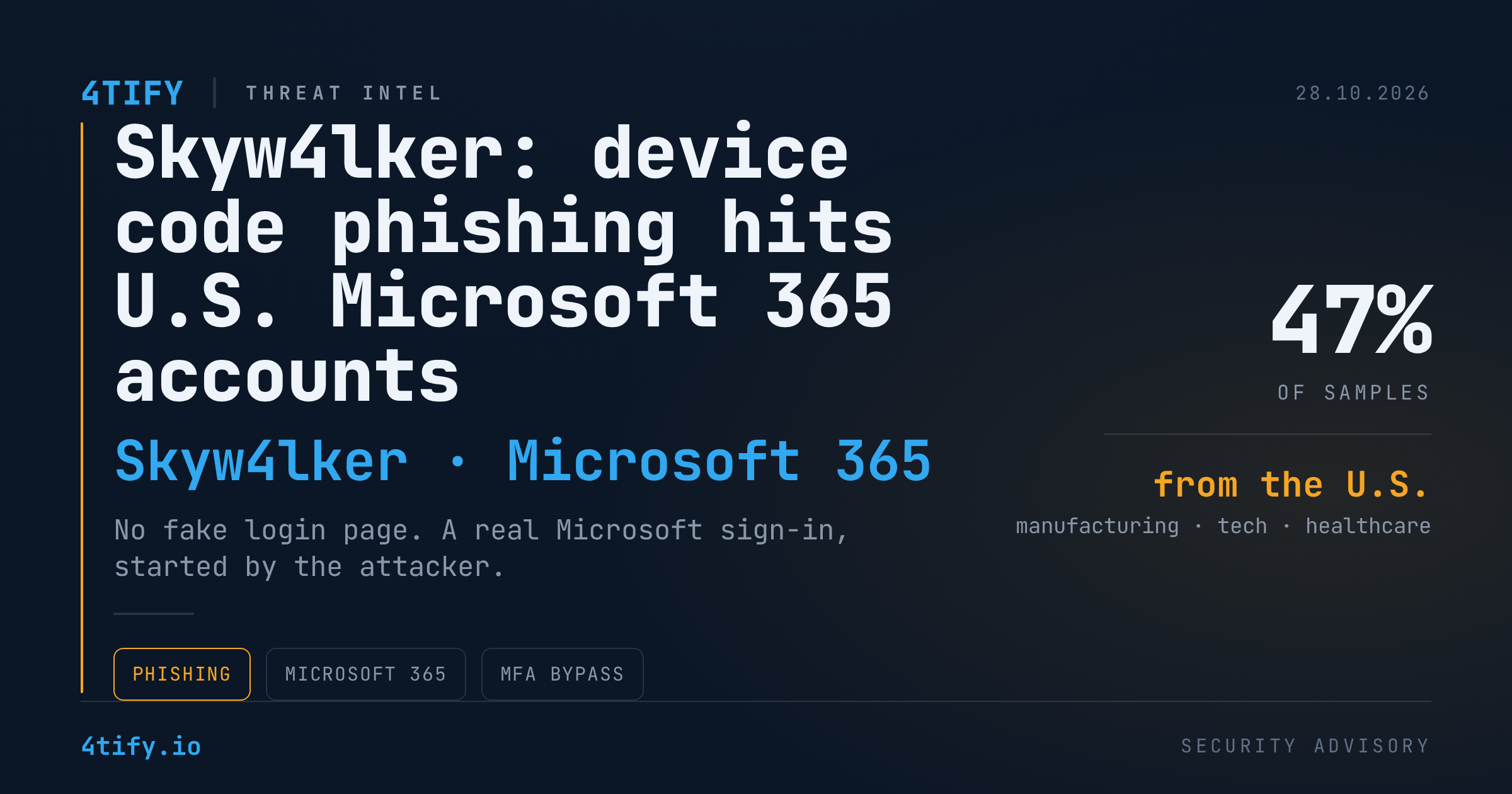 Skyw4lker: campanie de phishing prin cod de dispozitiv vizează conturile Microsoft 365 din SUA