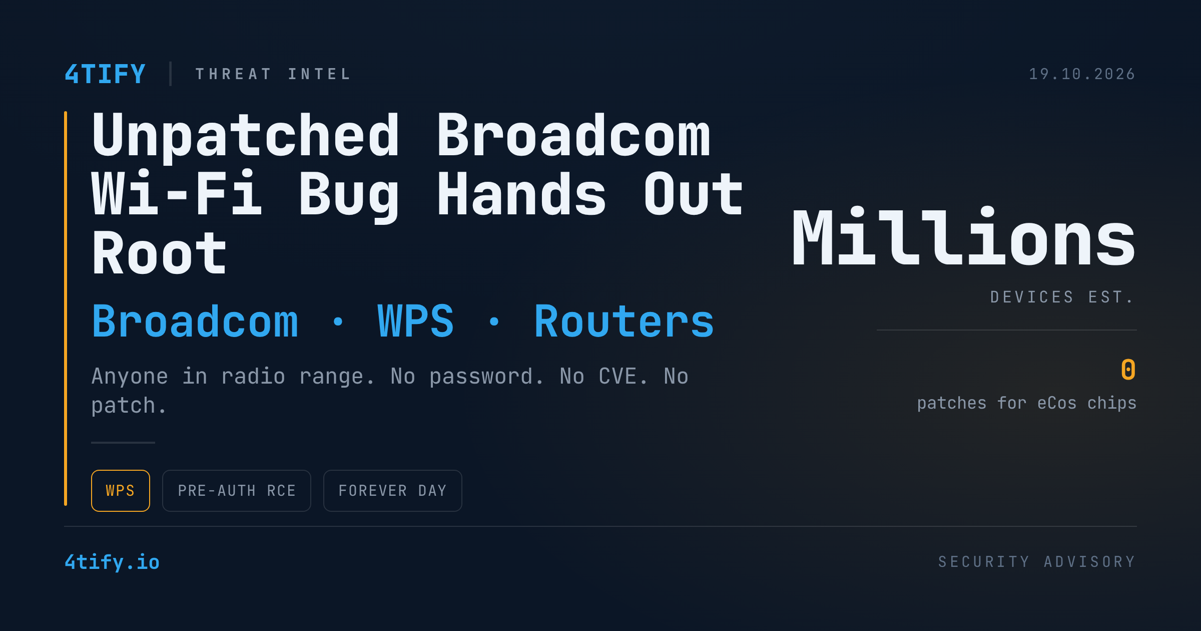 Unpatched Broadcom WPS Bug Gives Nearby Attackers Root on Millions of Routers
