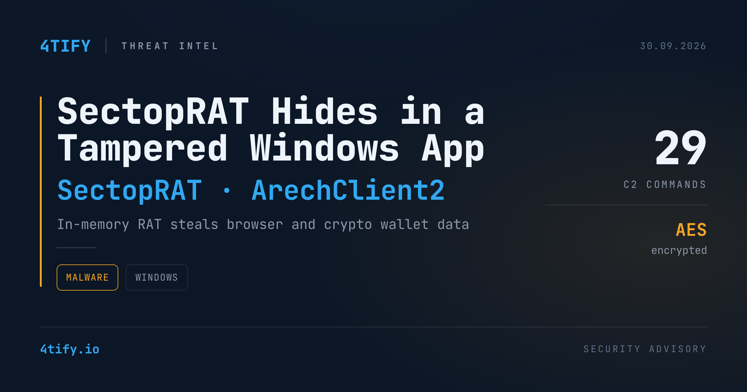 SectopRAT Hides in a Tampered Windows App to Harvest Browser and Crypto Wallet Data