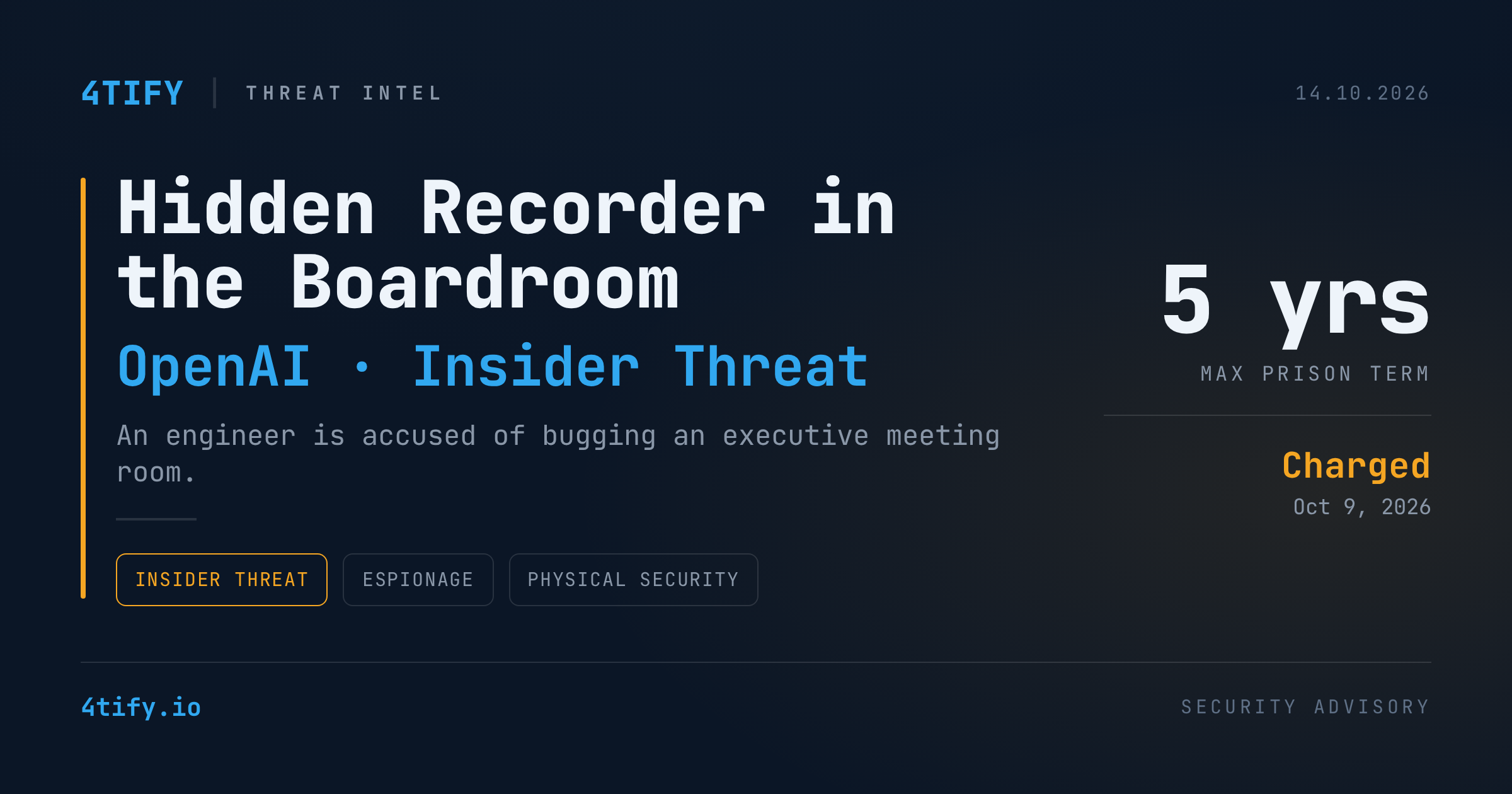 OpenAI Engineer Charged Over Hidden Recorder in Executive Meeting Room