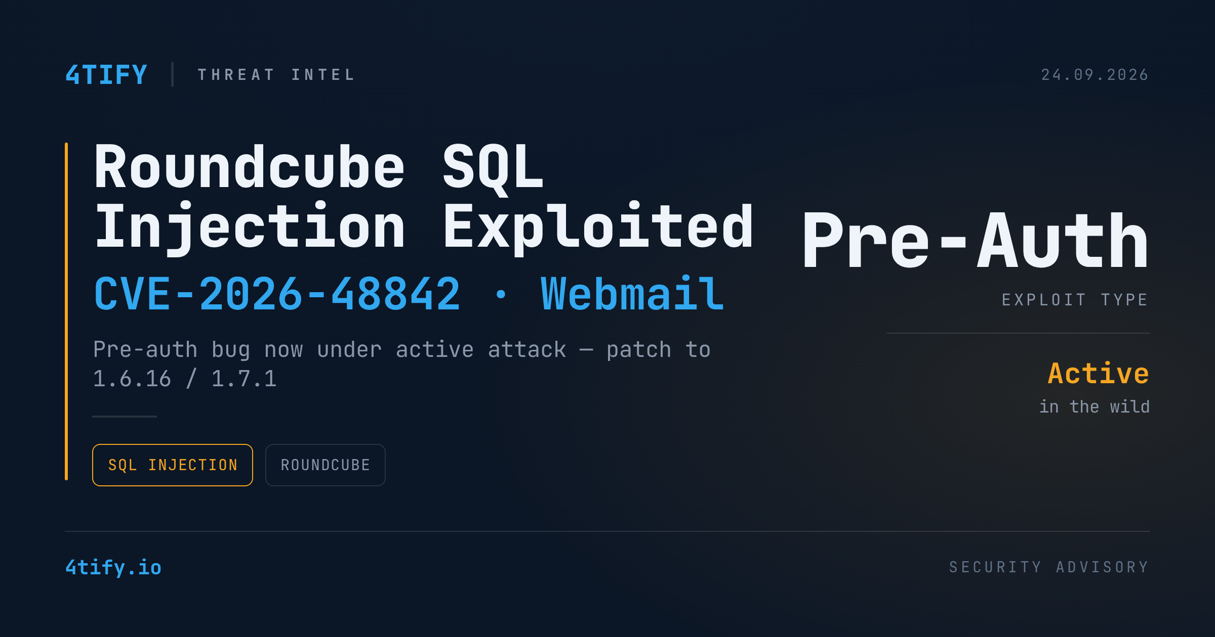 Vulnerabilitate SQL Injection în Roundcube Webmail, exploatată activ
