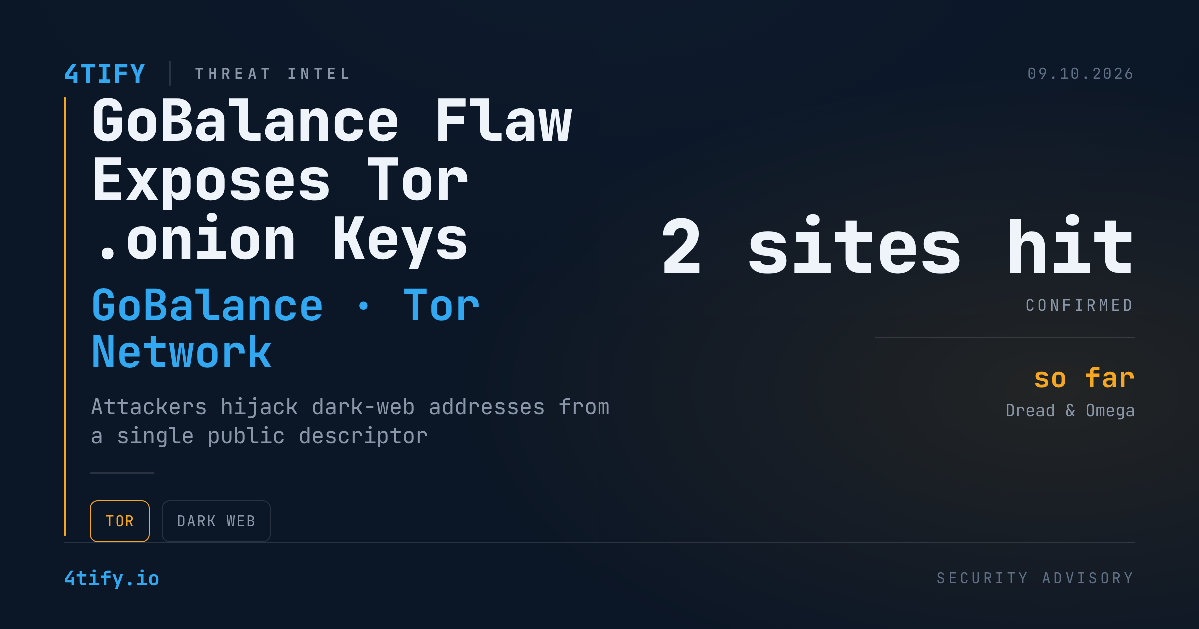 GoBalance Bug Lets Attackers Steal Tor .onion Master Keys
