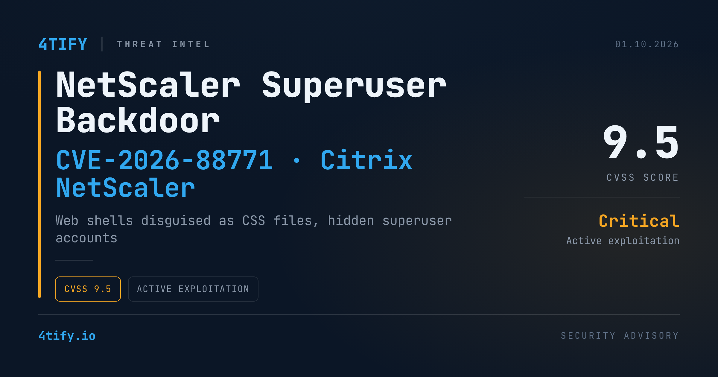 Vulnerabilitate Critică în Citrix NetScaler Exploatată pentru Conturi Superuser Ascunse și Web Shell-uri Deghizate în CSS