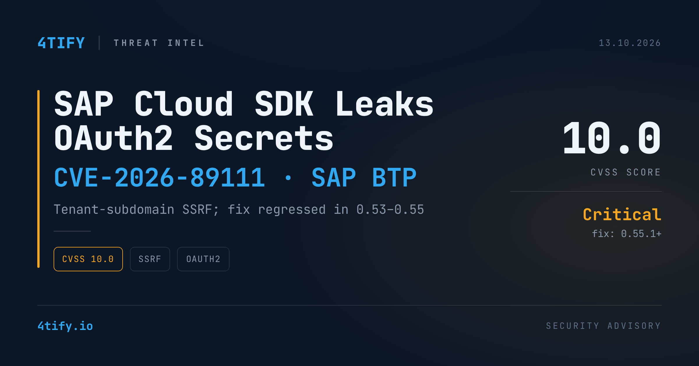 SAP Cloud SDK for Python: CVSS 10 Flaw Can Leak OAuth2 Client Credentials