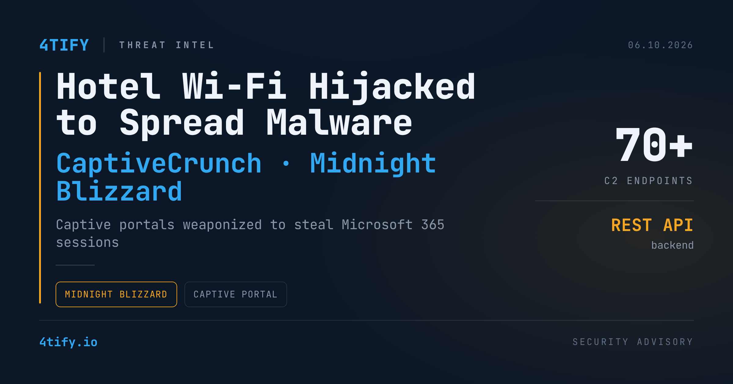 Midnight Blizzard transformă paginile de autentificare Wi-Fi din hoteluri într-un canal de distribuție malware