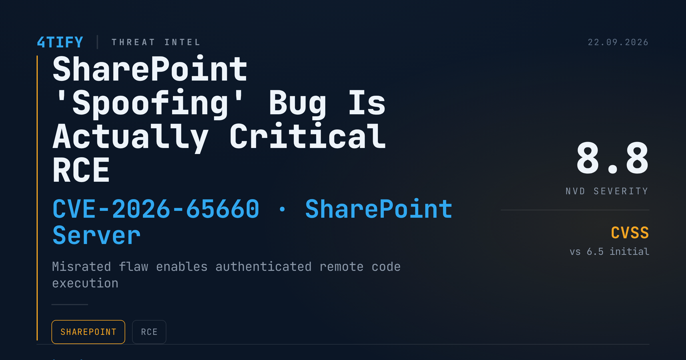 Vulnerabilitate SharePoint clasificată greșit ca "spoofing" permite de fapt execuție de cod la distanță