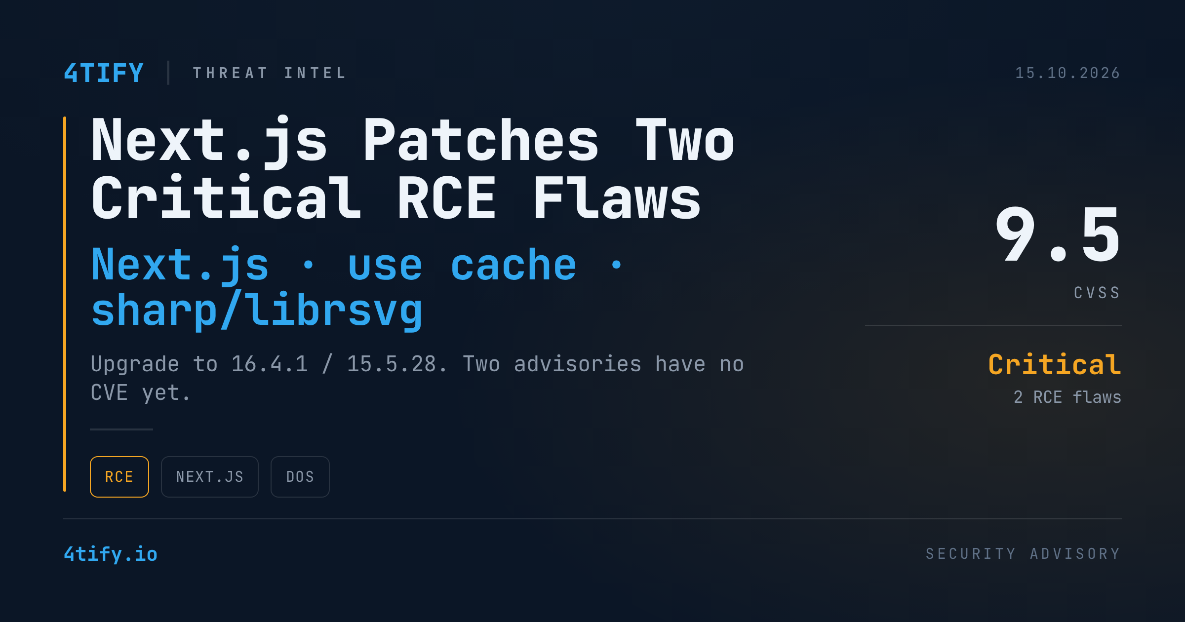 Next.js Ships Emergency Patch for Two Critical RCE Flaws and a Server Actions DoS