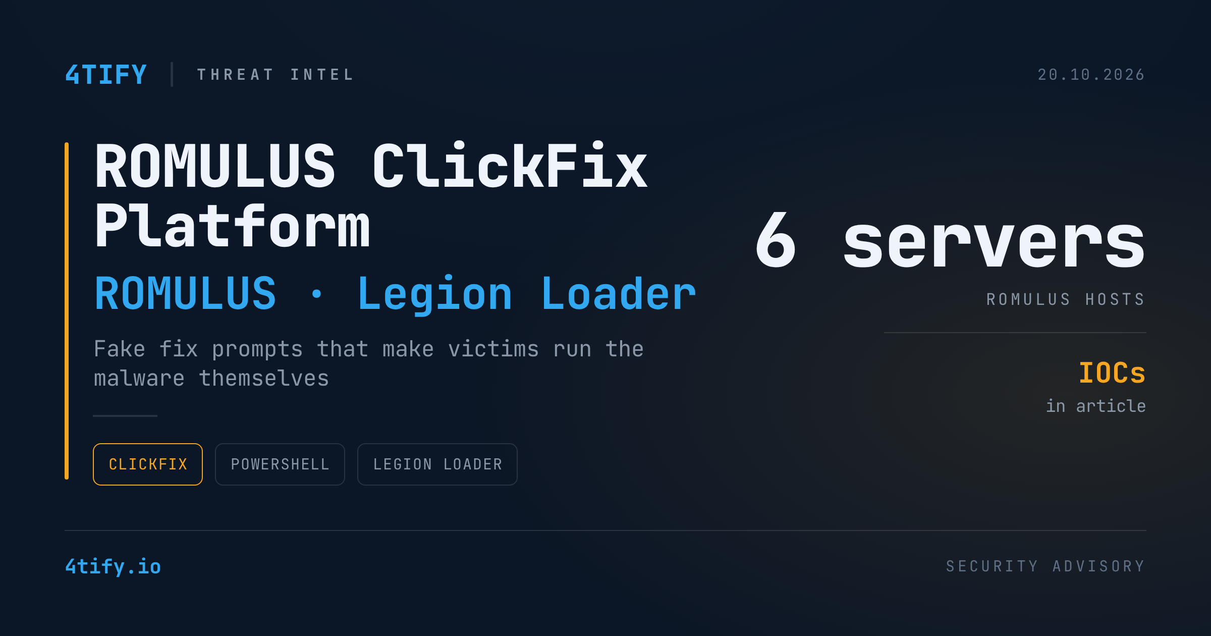 ROMULUS: A ClickFix Delivery Platform Built to Push Legion Loader