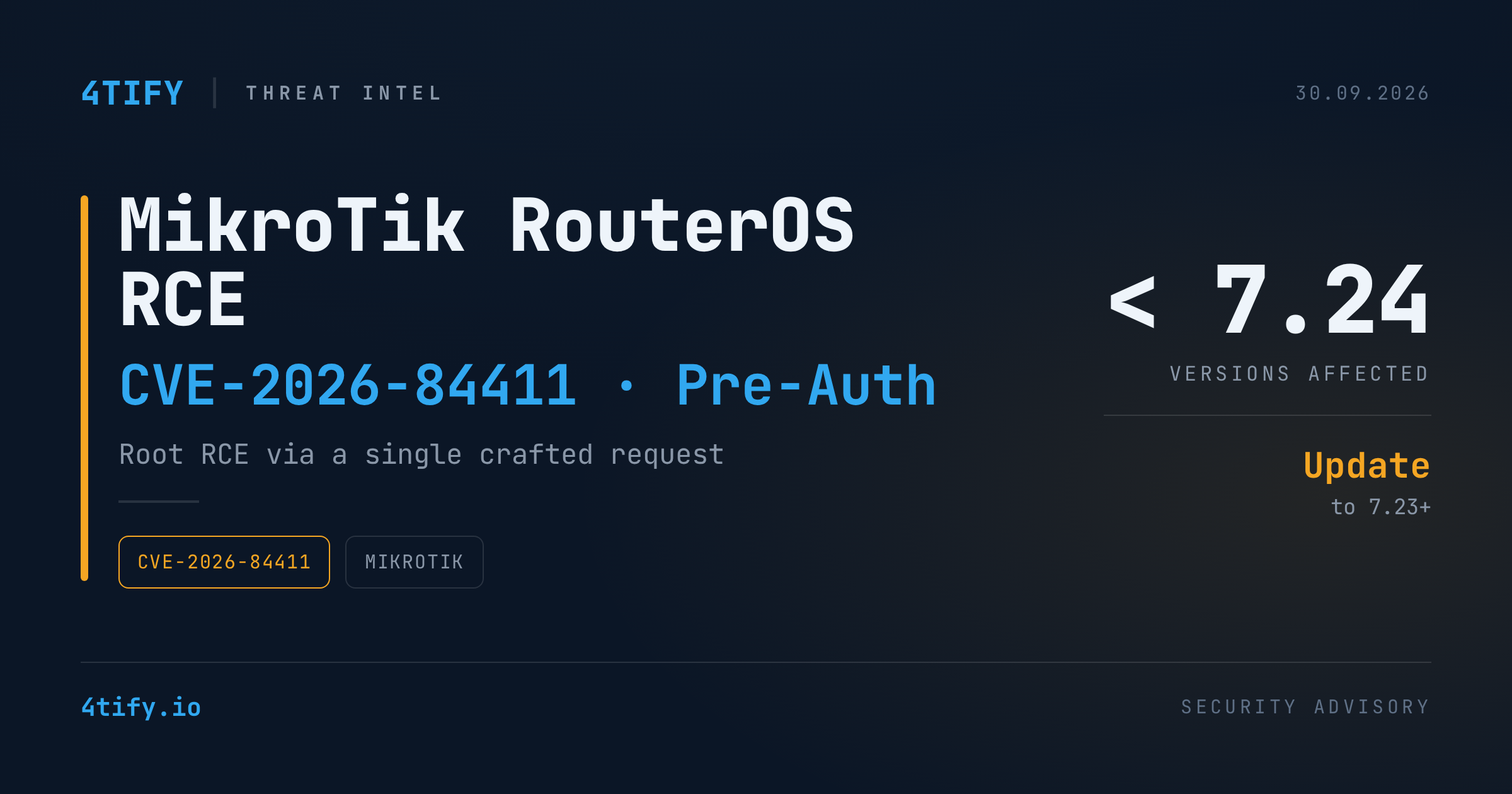 CISA avertizează asupra unei vulnerabilități critice RCE pre-autentificare în MikroTik RouterOS