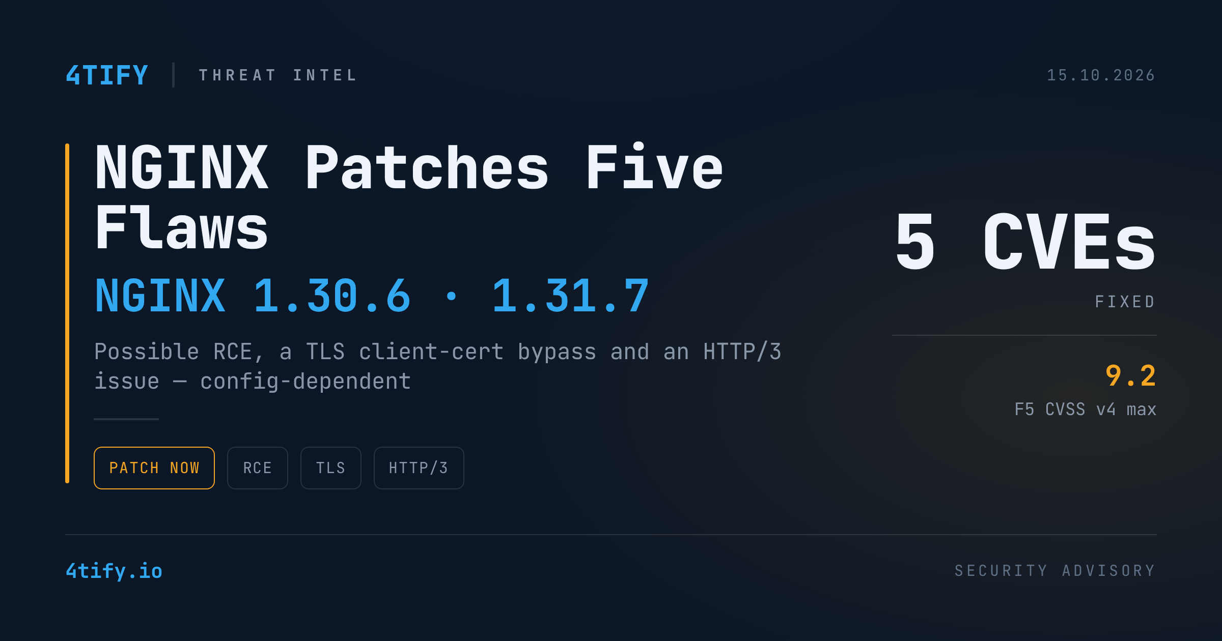 NGINX Patches Five Flaws, Including Possible RCE and a TLS Client-Cert Bypass