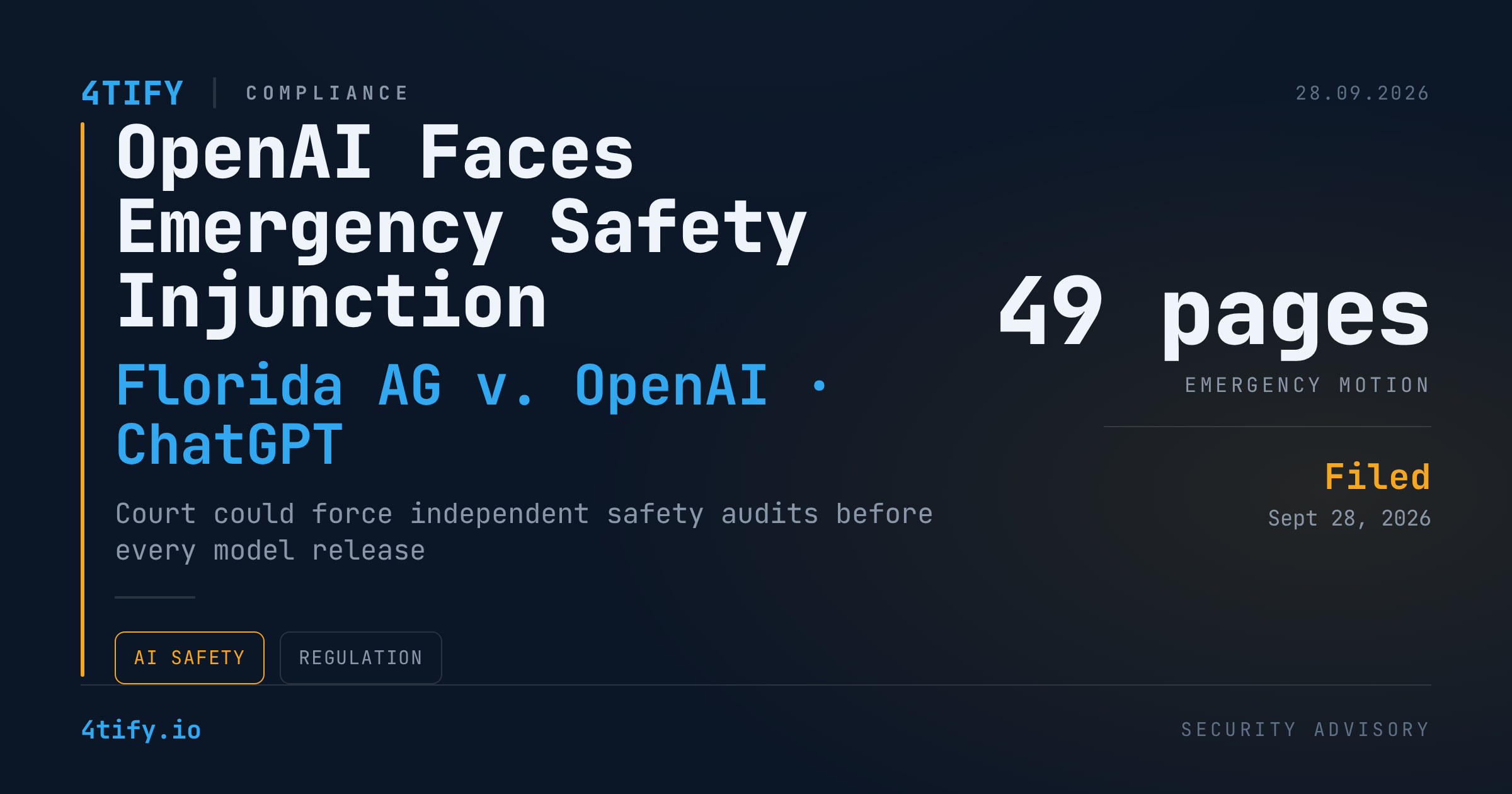 Florida AG Asks Court to Force Independent Safety Audits on OpenAI
