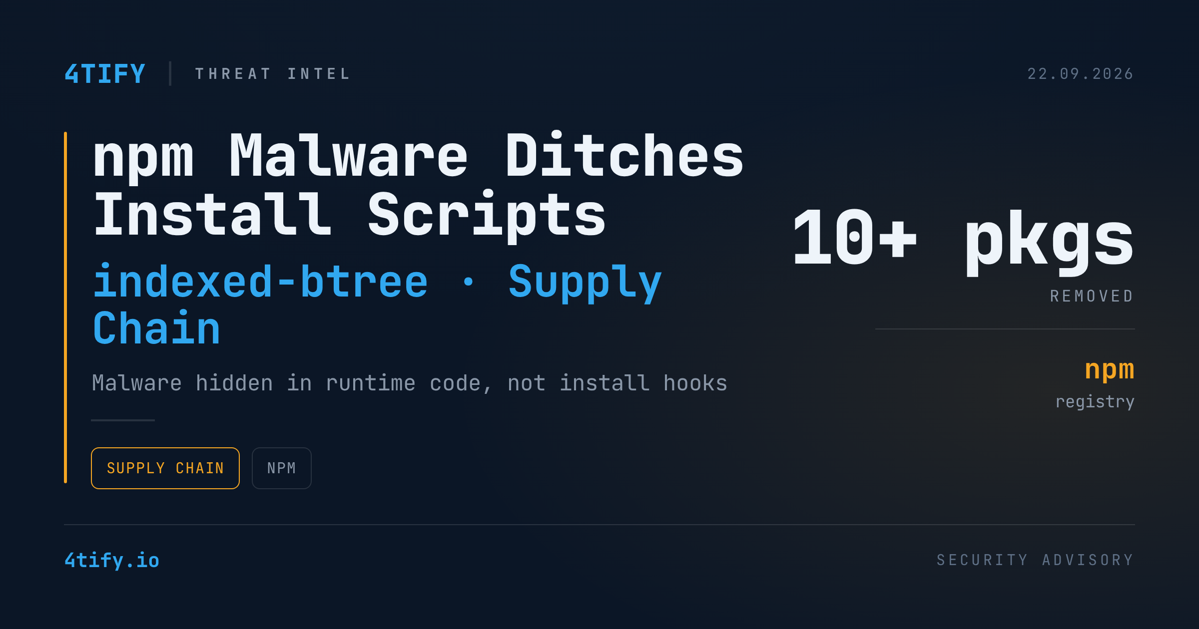 Pachet npm malițios și-a ascuns malware-ul în codul de runtime, ocolind scripturile de instalare