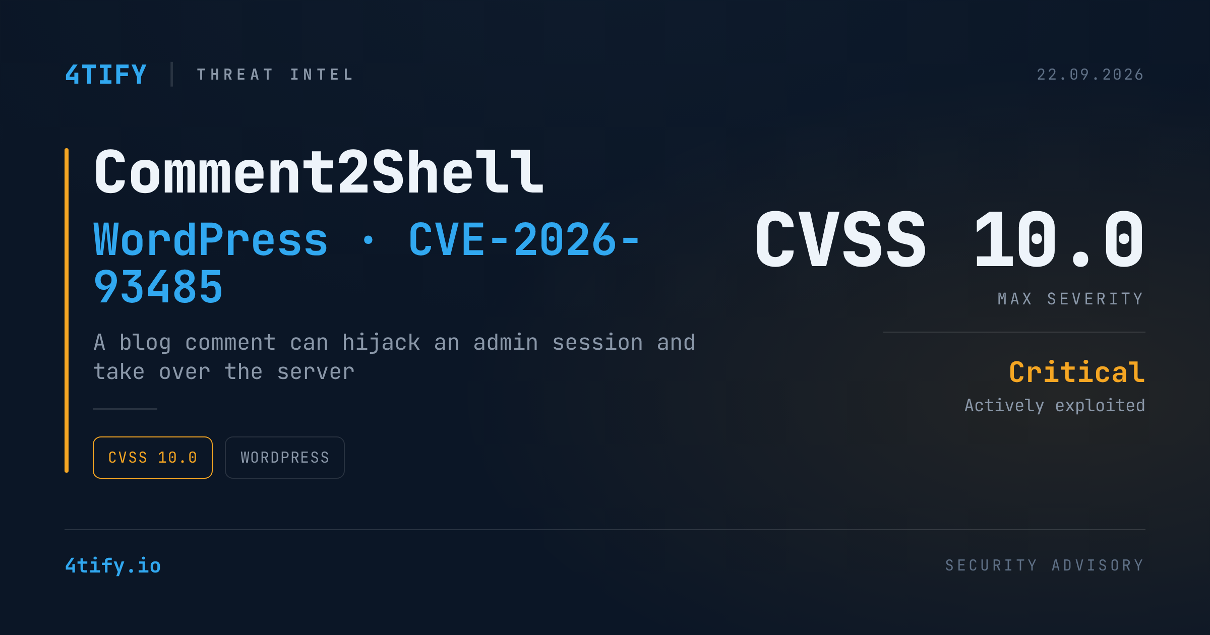 WordPress Patches Critical 'Comment2Shell' Flaw That Turns Anonymous Comments Into Full Site Takeover