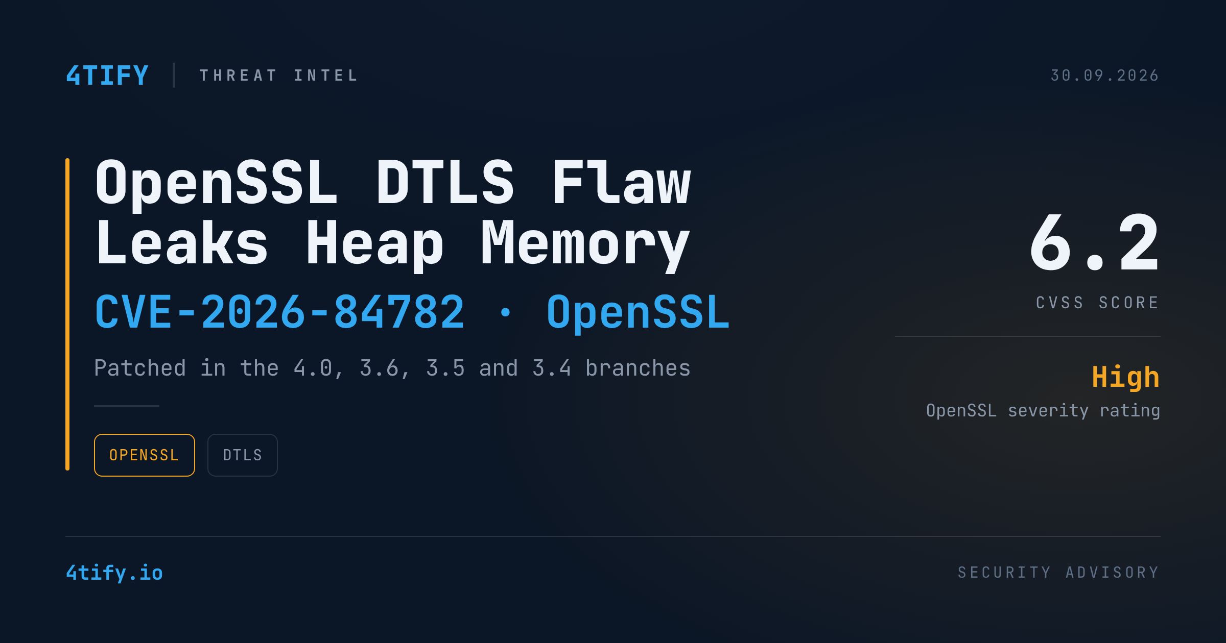 OpenSSL Patches High-Severity DTLS Flaw That Can Leak Heap Memory